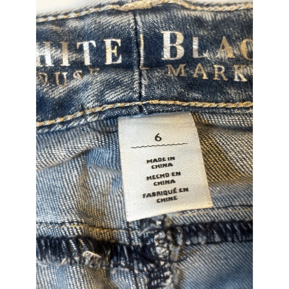 White House Black Market Jeans Womens 6 Blue Capri Y2K Style Zip Hem - Picture 7 of 15